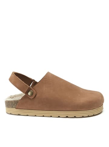 Mandel Leder-Clogs in Braun