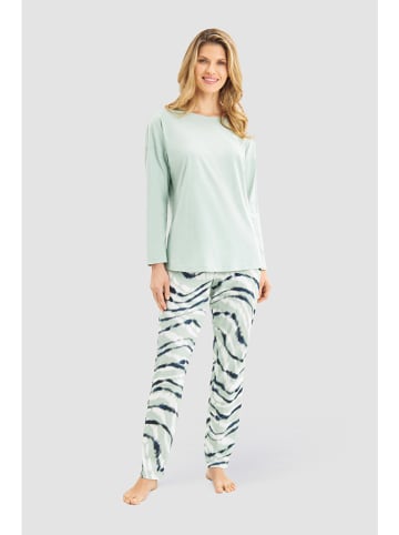 Rösch Pyjama in Mint/ Dunkelblau