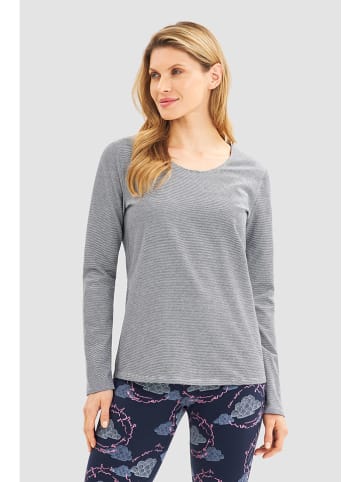 Rösch Pyjama-Oberteil in Dunkelblau/ Weiß