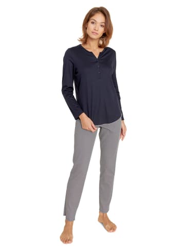 Rösch Pyjama in Dunkelblau/ Weiß