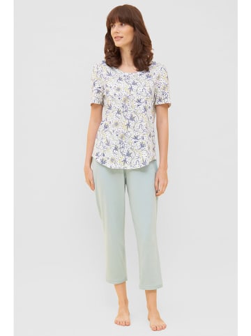 Rösch Pyjamatop wit/donkerblauw