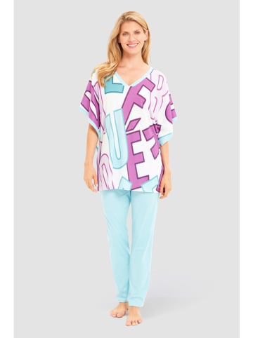 Féraud Pyjama turquoise/wit/paars