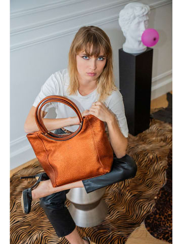 Abaco Leder-Shopper "Julia" in Hellbraun - (B)41 x (H)30 x (T)12 cm