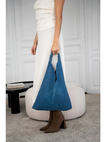 Abaco Leder-Shopper "Deni" in Blau - (B)40 x (H)47 cm