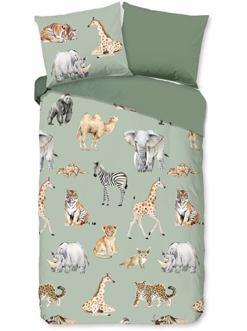 Pure Komplet pościeli "Safari" w kolorze zielonym z mikrofibry
