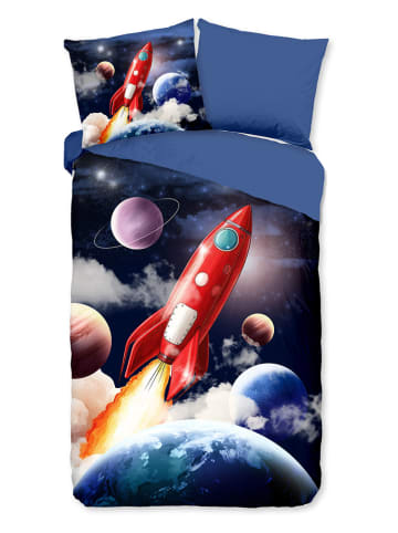 Pure Mikrofaser-Bettwäsche-Set "Rocket" in Blau/ Rot