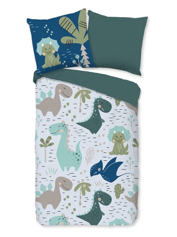 Pure 2-delige set: 2-in-1 beddengoed met kussensloop groen/blauw