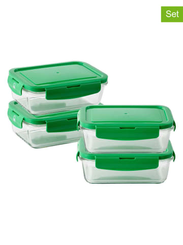 Benetton 4-delige set: vershouddozen transparant/groen - 840 ml