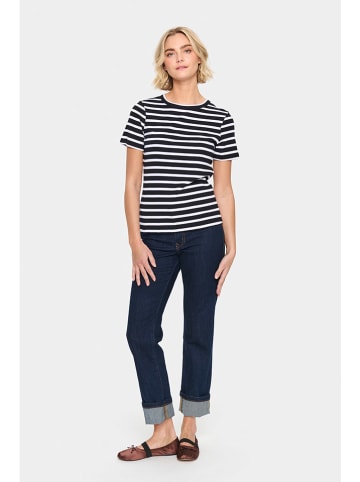 SAINT TROPEZ Shirt in Weiß/ Schwarz