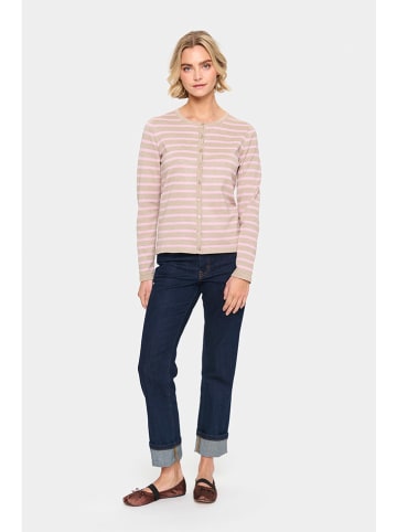 SAINT TROPEZ Cardigan in Rosa/ Beige