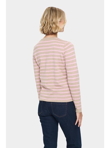 SAINT TROPEZ Cardigan in Rosa/ Beige