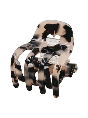 Eulenschnitt Haarspange "Herz Leo" in Beige/ Schwarz - (B)3,5 x (H)4 x (T)4,5 cm