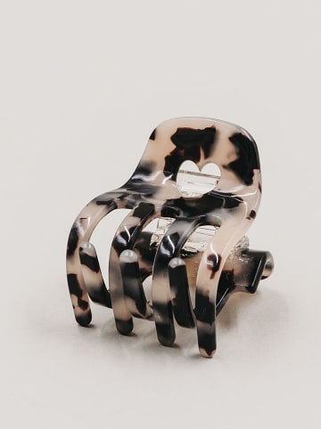 Eulenschnitt Haarspange "Herz Leo" in Beige/ Schwarz - (B)3,5 x (H)4 x (T)4,5 cm