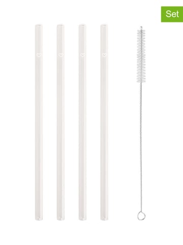 Eulenschnitt 4er-Set: Trinkhalme "Herz" - (H)20 cm