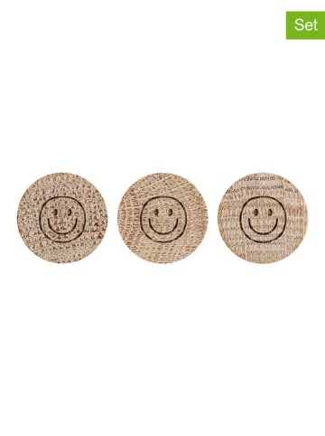 Eulenschnitt 3er-Set: Magnete "Smiley" in Natur - Ø 2,5 cm