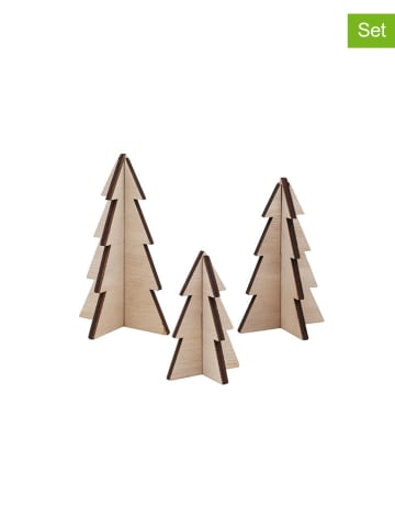 Eulenschnitt 3er Set: Dekofiguren "Tannenbäume" in Hellbraun