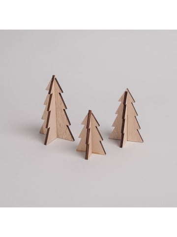 Eulenschnitt 3er Set: Dekofiguren "Tannenbäume" in Hellbraun
