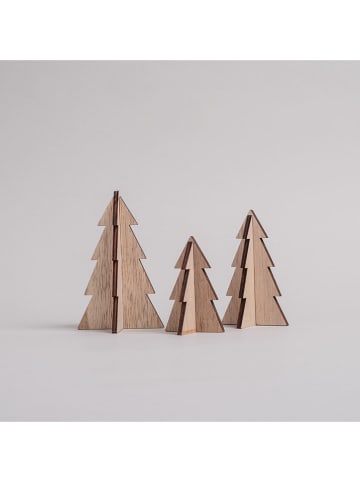 Eulenschnitt 3er Set: Dekofiguren "Tannenbäume" in Hellbraun