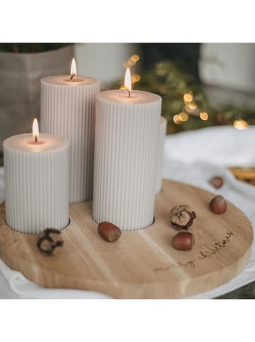 Eulenschnitt Kerzenbrett "Merry Christmas" in Hellbraun - Ø 29 cm