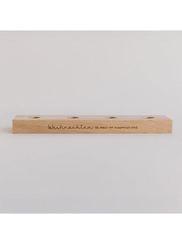 Eulenschnitt Adventskerzenbrett "Weihnachten" in Hellbraun - (B)35 x (H)8 x (T)3 cm