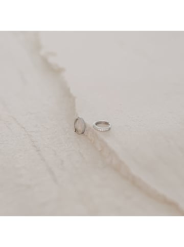 Eulenschnitt Silber-Creolen mit Edelsteinen