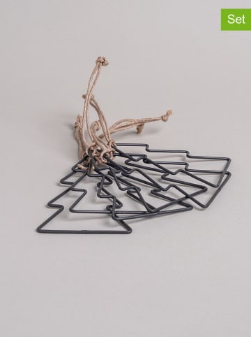 Eulenschnitt 6er-Set: Anhänger "Tanne" in Schwarz - (B)8 x (H)12 cm