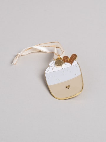 Eulenschnitt Baumschmuck "Becher" in Beige/ Weiß - (B)4,2 x (H)6,1 cm