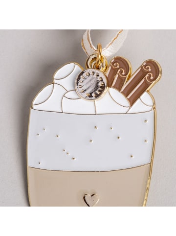 Eulenschnitt Baumschmuck "Becher" in Beige/ Weiß - (B)4,2 x (H)6,1 cm