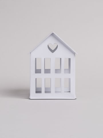 Eulenschnitt Windlicht "Haus" in Weiß - (B)11,5 x (H)15 x (T)11,5 cm