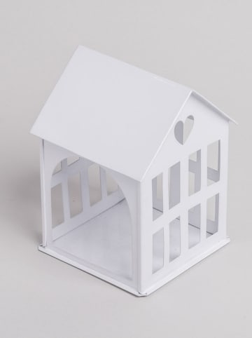 Eulenschnitt Windlicht "Haus" in Weiß - (B)11,5 x (H)15 x (T)11,5 cm