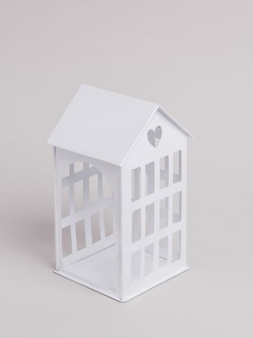 Eulenschnitt Windlicht "Haus" in Weiß - (B)11,5 x (H)20 x (T)11,5 cm