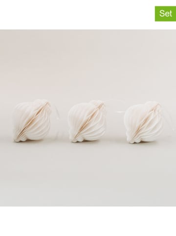 Eulenschnitt 3er-Set: Papieranhänger in Creme - (H)10 cm