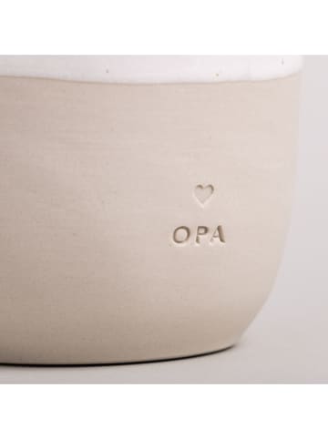 Eulenschnitt Becher "Opa" in Beige/ Weiß - 320 ml