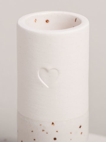 Eulenschnitt Kerzenständer "Herz" in Weiß - (H)7,5 x  Ø 9 cm