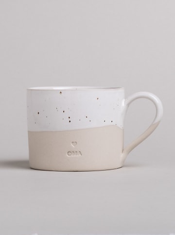 Eulenschnitt Tasse Oma in Beige/ Weiß - 220 ml