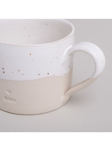 Eulenschnitt Tasse Oma in Beige/ Weiß - 220 ml