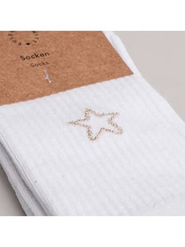 Eulenschnitt Socken "Stern" in Weiß