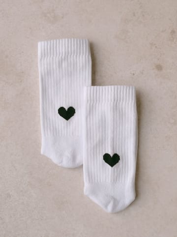 Eulenschnitt Socken "Herz" in Weiß