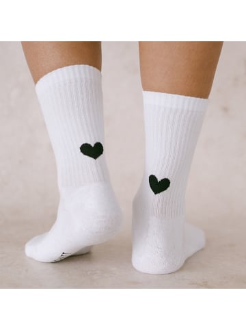 Eulenschnitt Socken "Herz" in Weiß