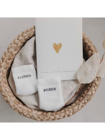 Eulenschnitt Socken "Kleiner Bruder" in Weiß