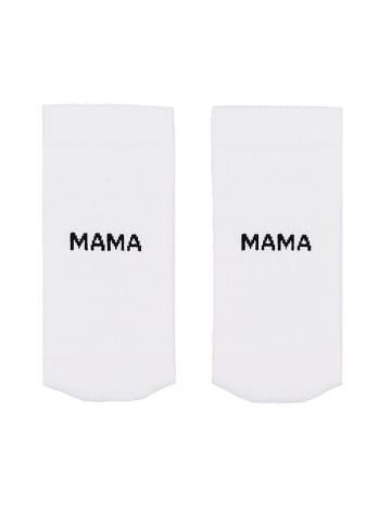Eulenschnitt Socken "Mama" in Weiß