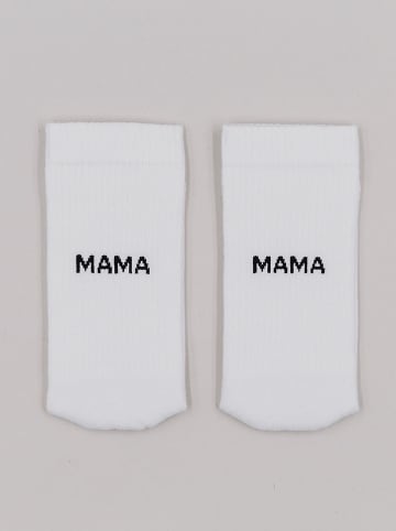 Eulenschnitt Socken "Mama" in Weiß
