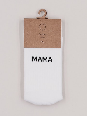 Eulenschnitt Socken "Mama" in Weiß