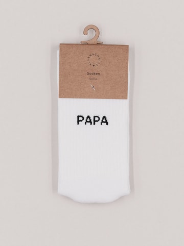 Eulenschnitt Socken "Papa" in Weiß