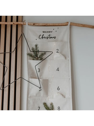 Eulenschnitt Adventskalender "Merry Christmas" in Weiß - (L)180 x (B)30 cm