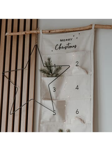 Eulenschnitt Adventskalender "Merry Christmas" in Weiß - (L)180 x (B)30 cm