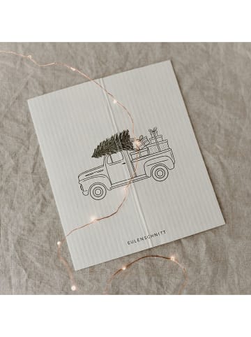 Eulenschnitt 3er-Set: Schwammtücher "Weihnachtsauto" in Weiß - (B)17 x (H)19,5 cm