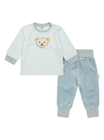 Steiff 2tlg. Outfit in Creme/ Hellblau