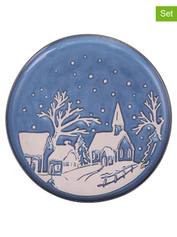 Villa d´Este Talerze obiadowe (6 szt.) "Winter Village" w kolorze niebieskim - Ø 26,5 cm