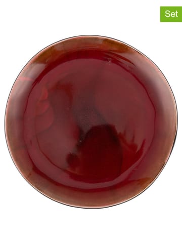 Villa d´Este 6er-Set: Frühstücksteller ''Market'' in Schwarz/ Rot - Ø 20 cm